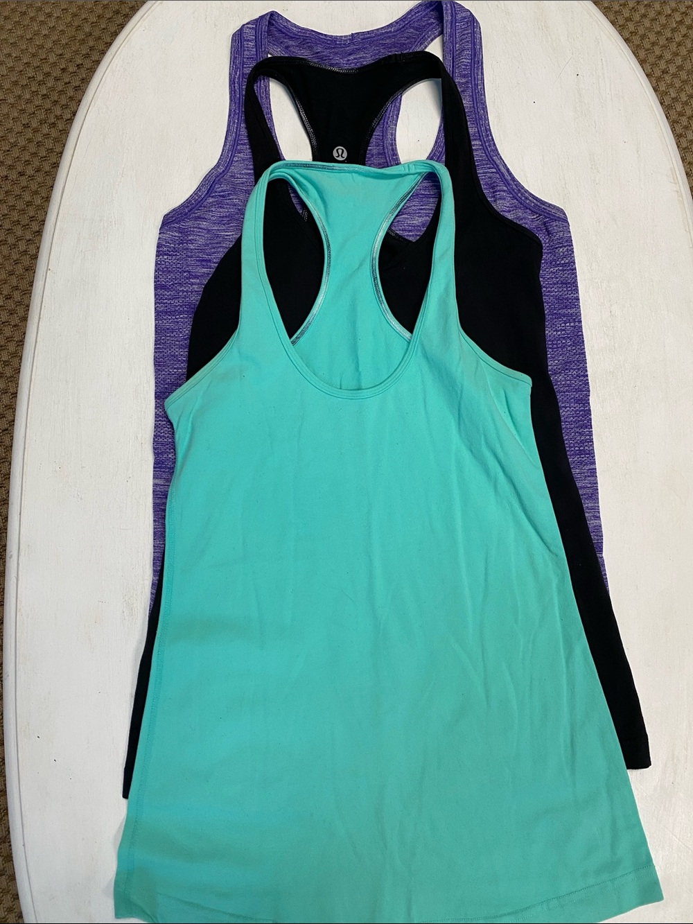 lululemon athletica Women’s Racerback Tank Trio - Teal, Black, Purple